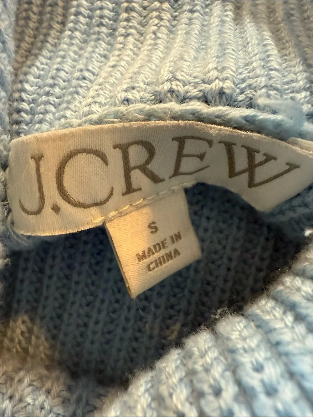 J. Crew Pale Blue Ribbed Turtleneck Sweater